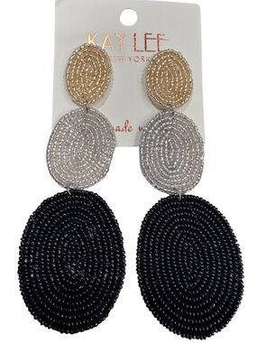 Kaylee New York Beaded Drop Earrings | Lightweight Black Gold Silver